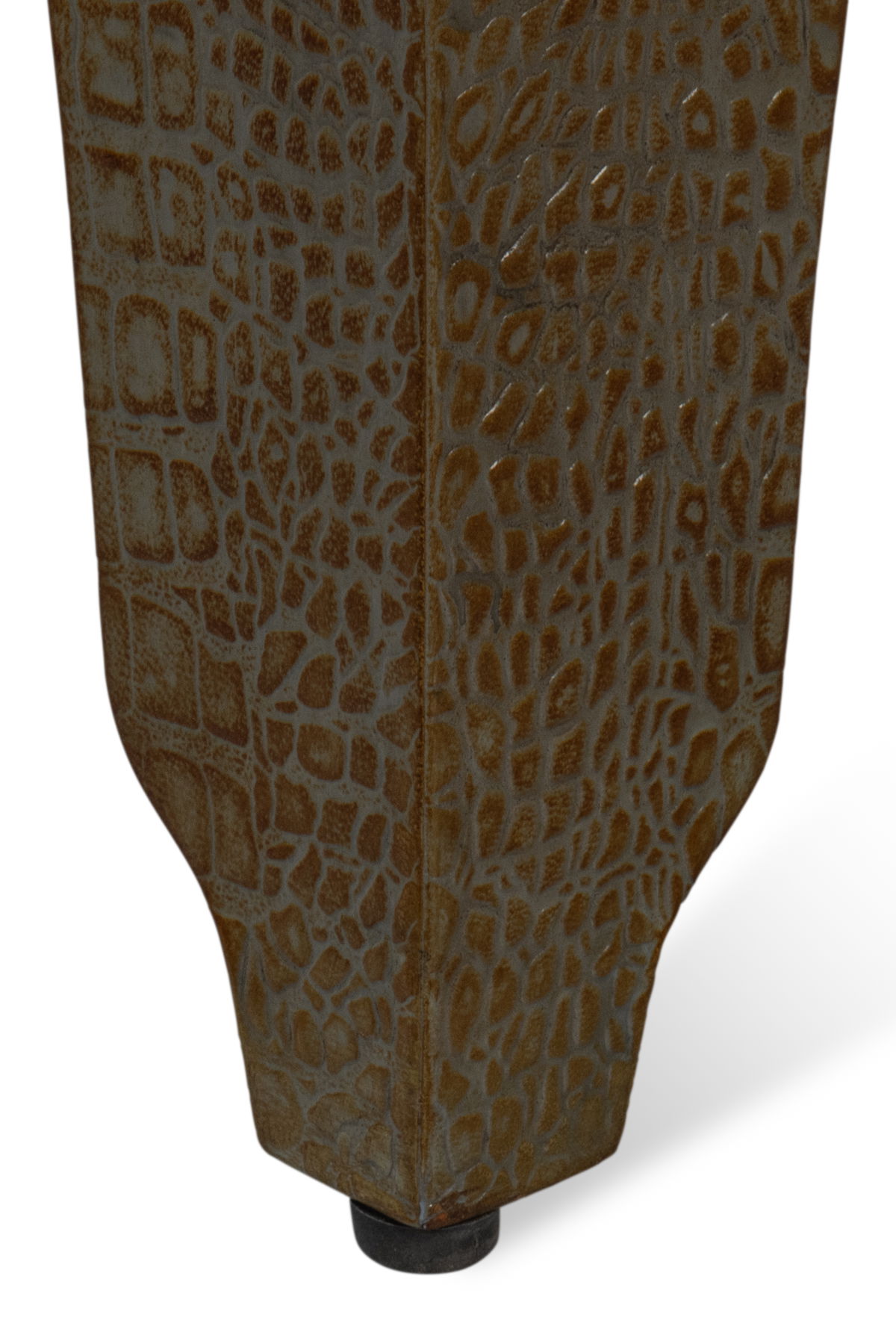 Croco Embossed Leather Stool  Ant. Green, by Sarreid, 1'6" length x 1'6" width x 10" height View 5