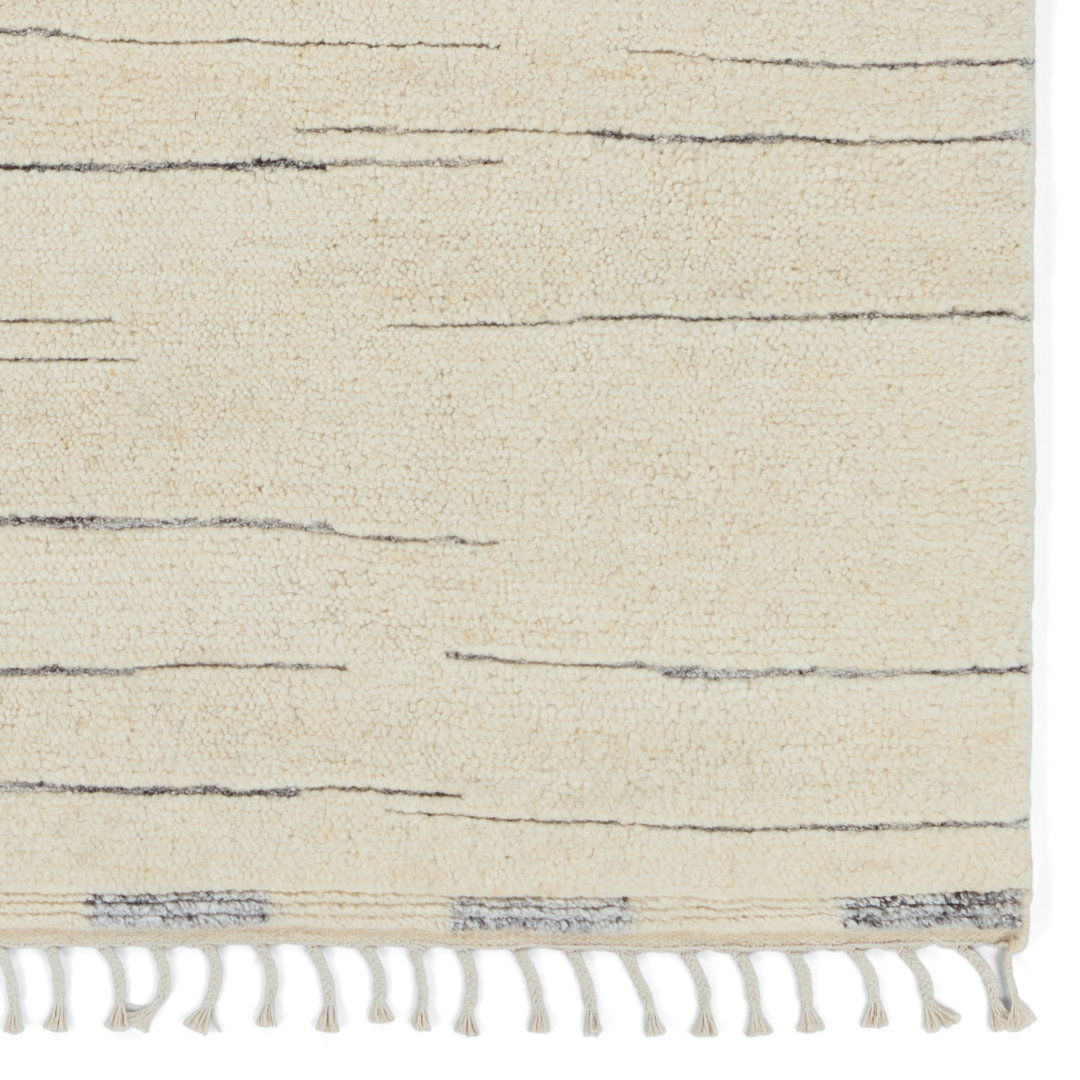 Keoka Striped Hand-Knotted Wool Area Rug in Cream/Gray large image 