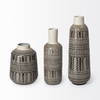Riker III Large Dark Gray Cream Ceramic Vase, by Mercana, 5.12" length x 5.12" width x 14.17" height thumbnail 5
