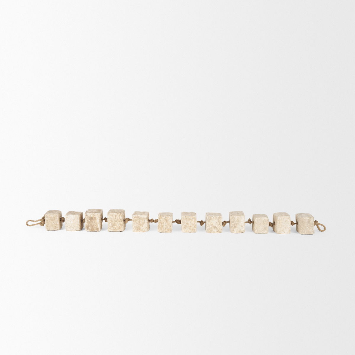Mala Beige Paper Mache Cube Garland, Decorative Object by Mercana, 40" length x 2" width x 2" height View 5