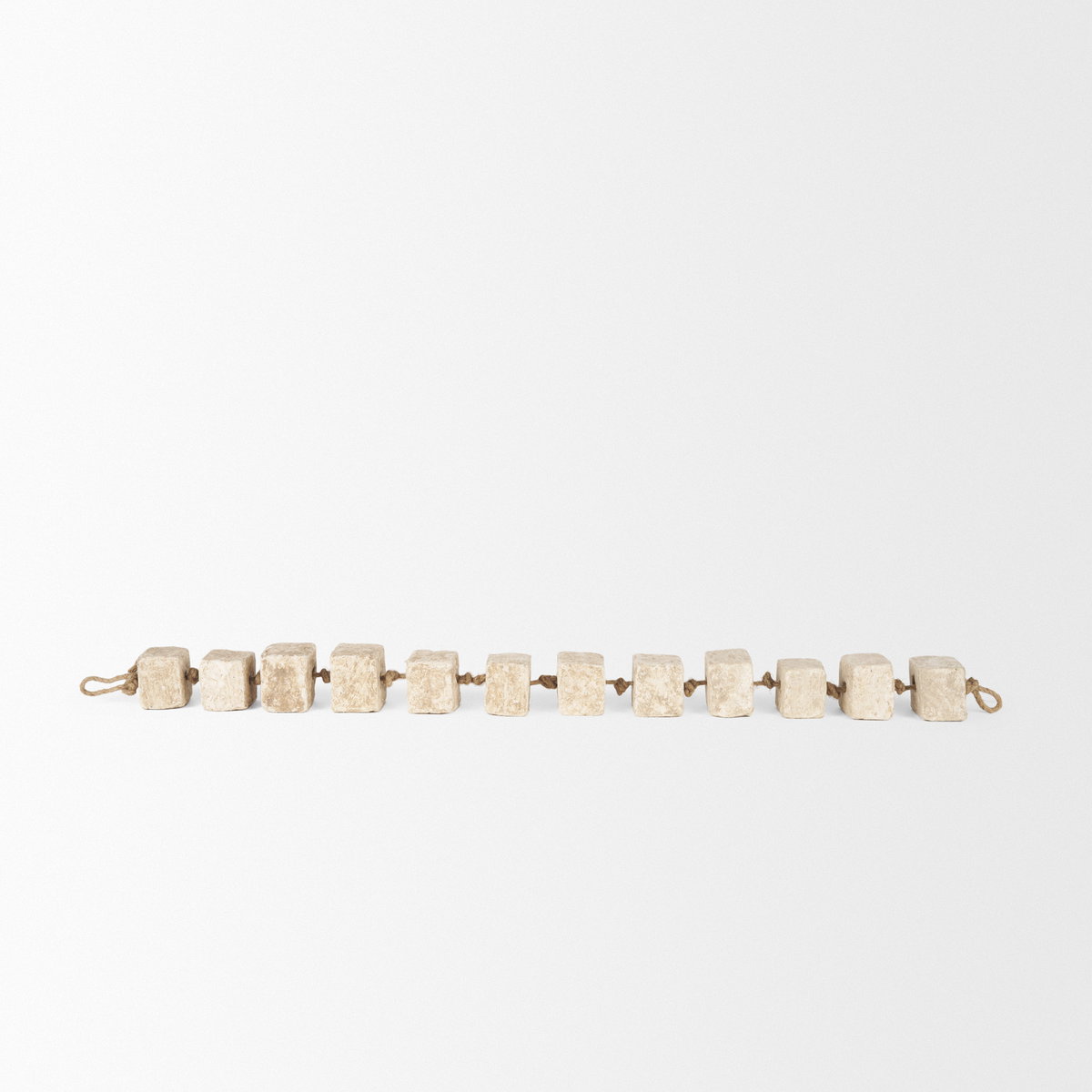 Mala Beige Paper Mache Cube Garland, Decorative Object by Mercana, 40" length x 2" width x 2" height View 5