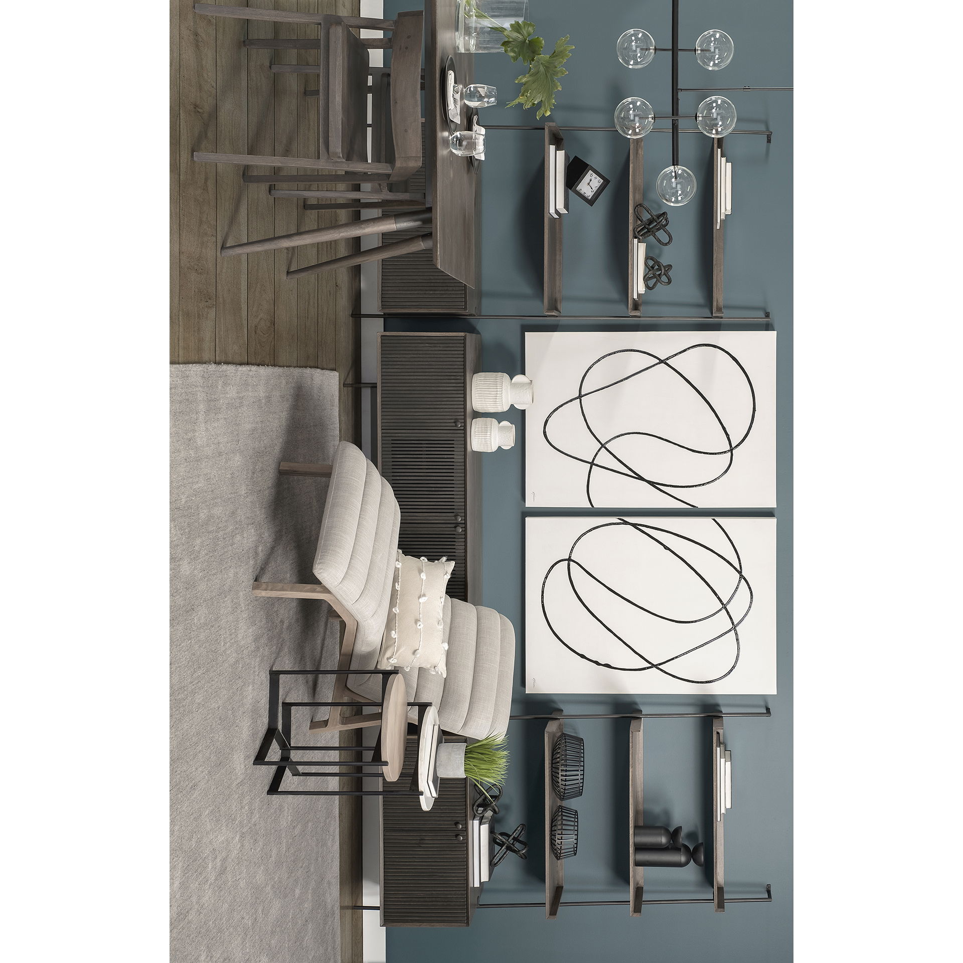 Larkin II Marble and Medium Brown Wood Round Tabletop Nesting End/Side Tables large image 