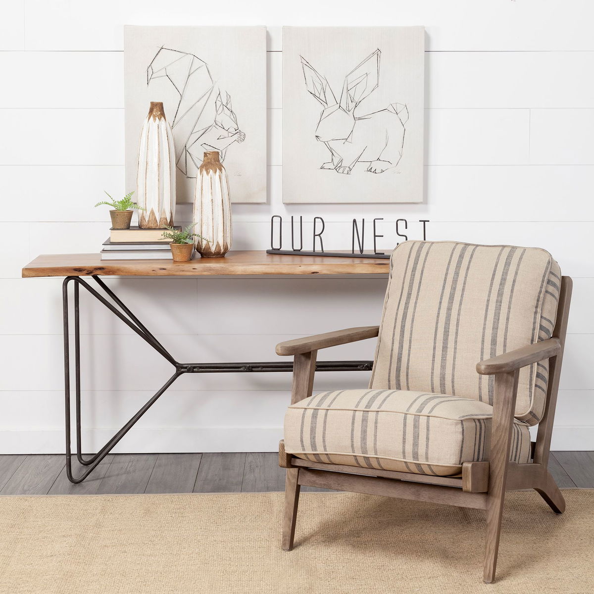 Our Nest 24L x 1W Black Metal Sign, Decorative Object by Mercana, 23.62" length x 1.18" width x 5.31" height View 2