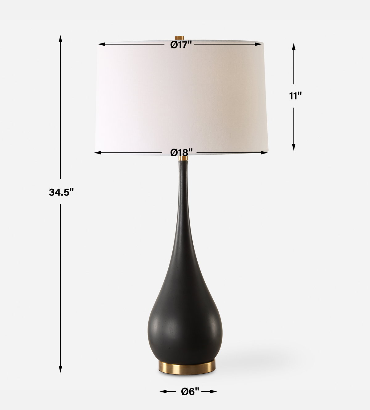 Nocturnal Black Table Lamp, by Uttermost, 18" width x 34.5" height x 18" depth View 3