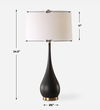 Nocturnal Black Table Lamp, by Uttermost, 18" width x 34.5" height x 18" depth thumbnail 3
