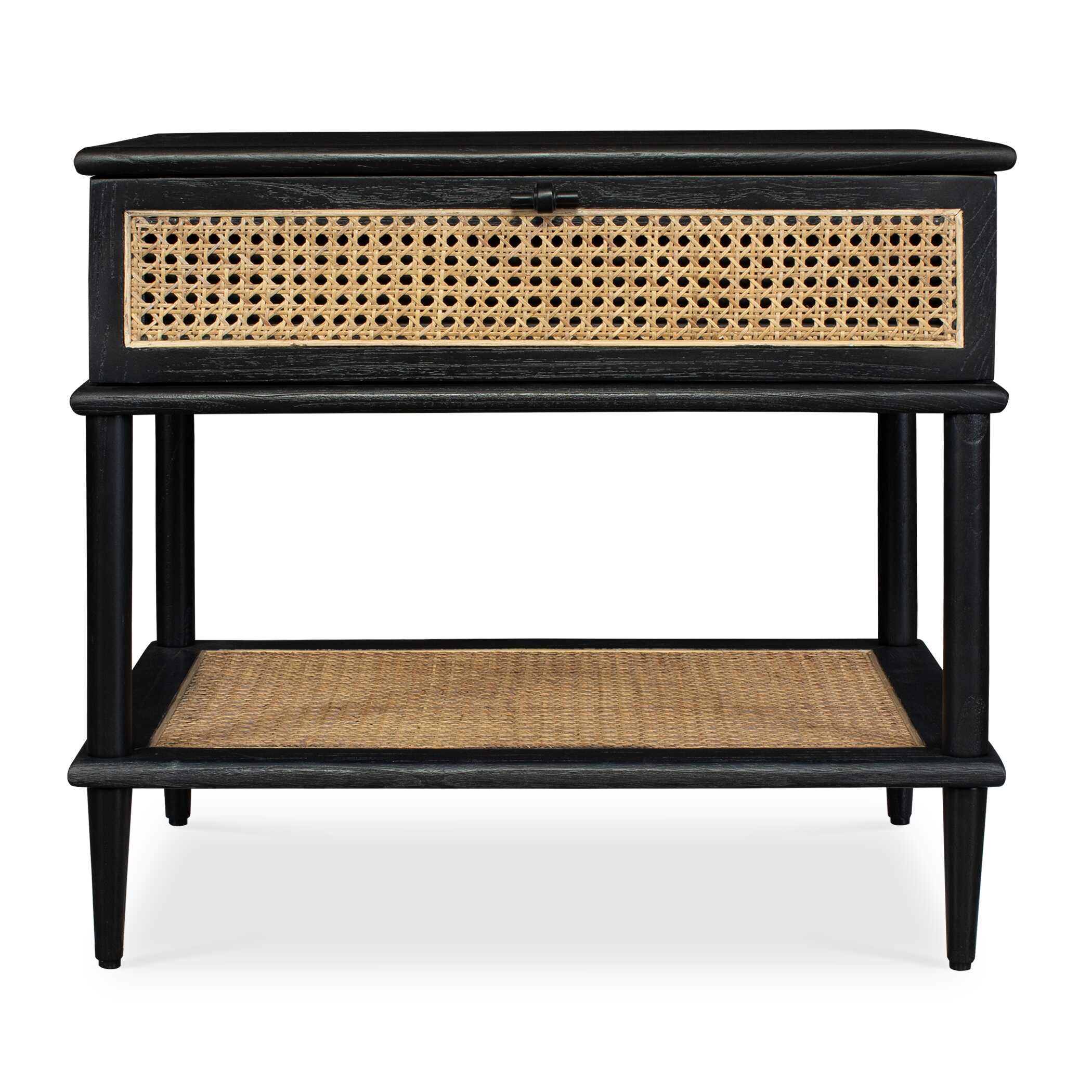 Coast Black Rattan Side Table, Furniture by Uttermost, 25.75" width x 23" height x 18.75" depth View 1