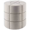 Beacon 20.5'H Cream Fabric with Metal Tacks Round Ottoman, by Mercana, 19.69" length x 19.69" width x 20.75" height thumbnail 1