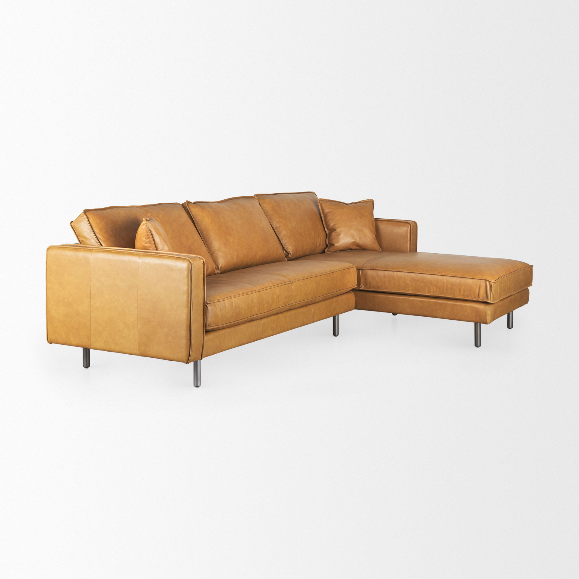 D'Arcy 111'L x 70'D x 33'H Tan Leather Right Chaise Sectional large image 