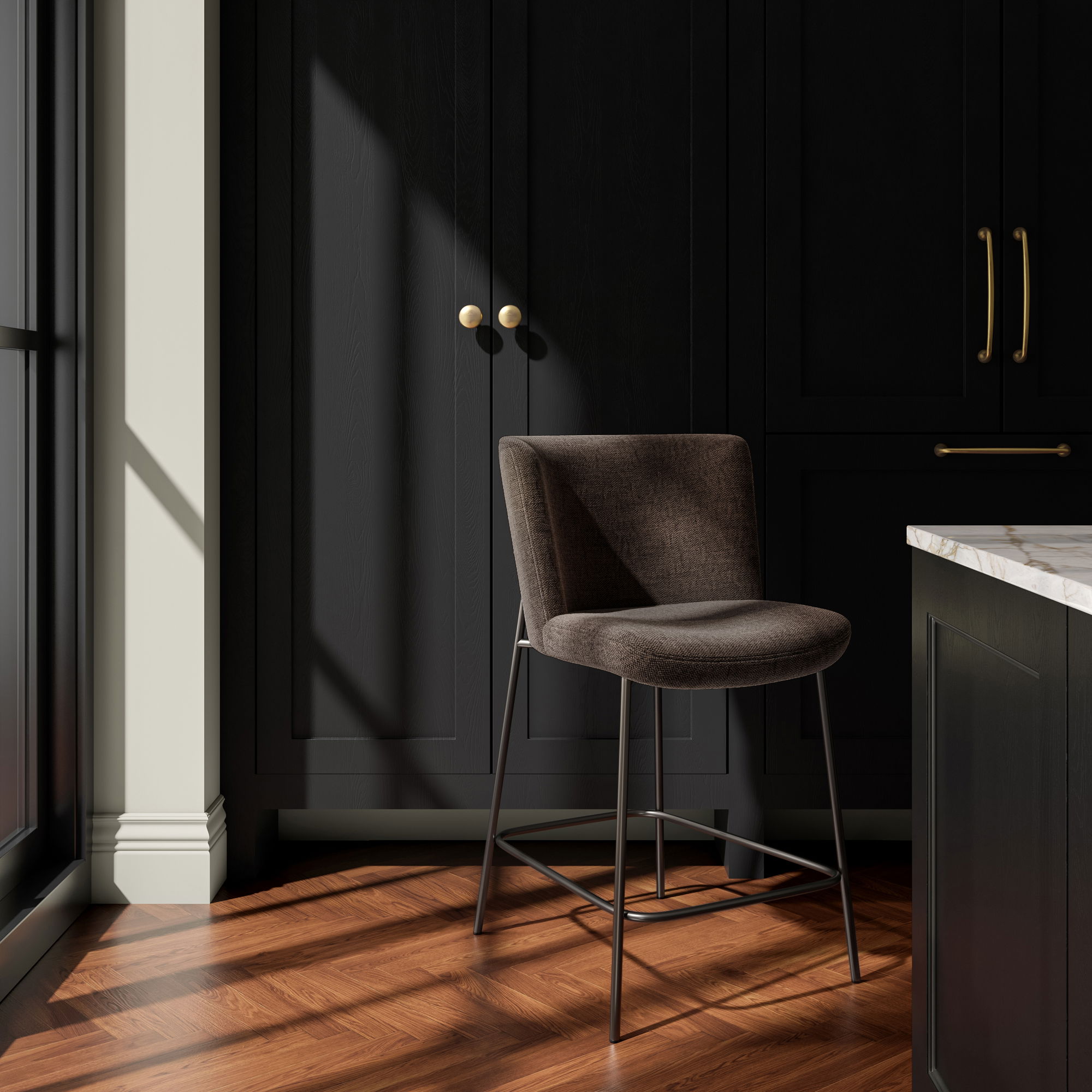 Early Counter Stool Dark Brown large image 