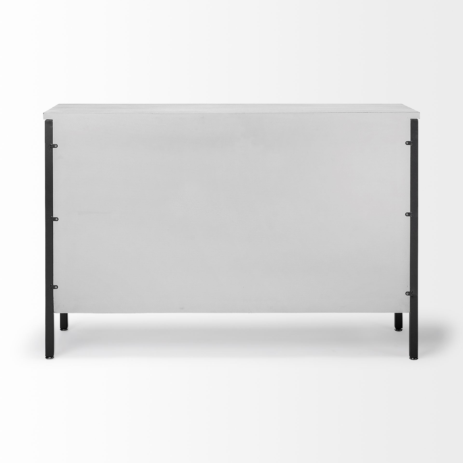 Savannah White Fir Veneer & Gray Metal 3-Door Accent Cabinet, Cabinets & Chest by Mercana, 47.24" length x 15.75" width x 31.5" height View 5