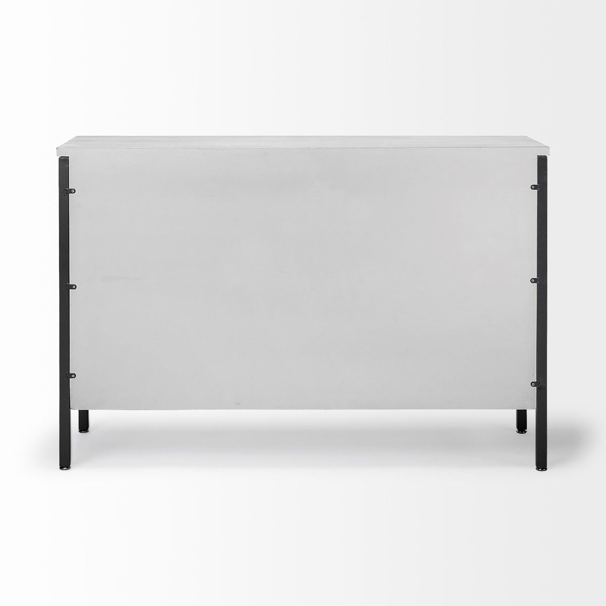 Savannah White Fir Veneer & Gray Metal 3-Door Accent Cabinet, Cabinets & Chest by Mercana, 47.24" length x 15.75" width x 31.5" height View 5