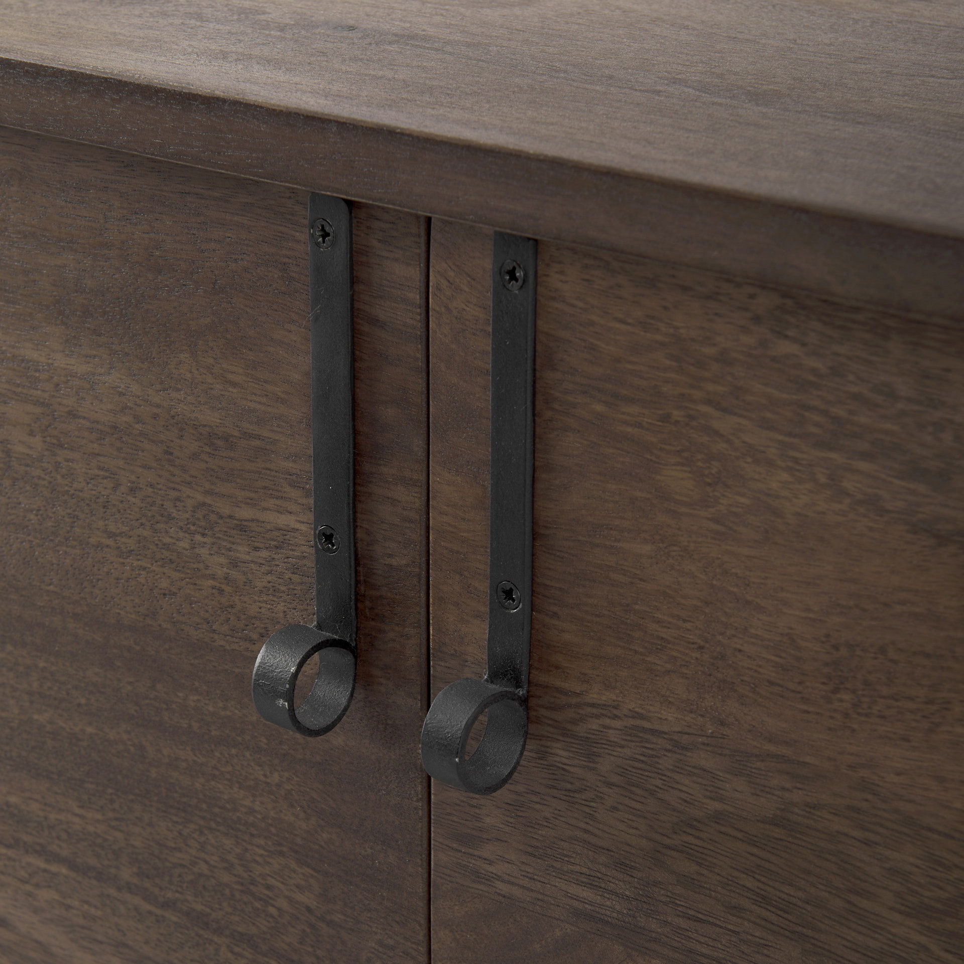 Glenn 38L x 16W x 30H Dark Brown Wood with Black Iron Frame, 2 Door Accent Cabinet, Cabinets & Chest by Mercana, 37.5" length x 16" width x 30" height View 8