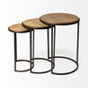 Glover (Set of 3) 20L x 20W Brown Wood Round Top with Metal Nesting Accent Tables, Side & End Table by Mercana, 20.08" length x 20.08" width x 26.38" height thumbnail 5