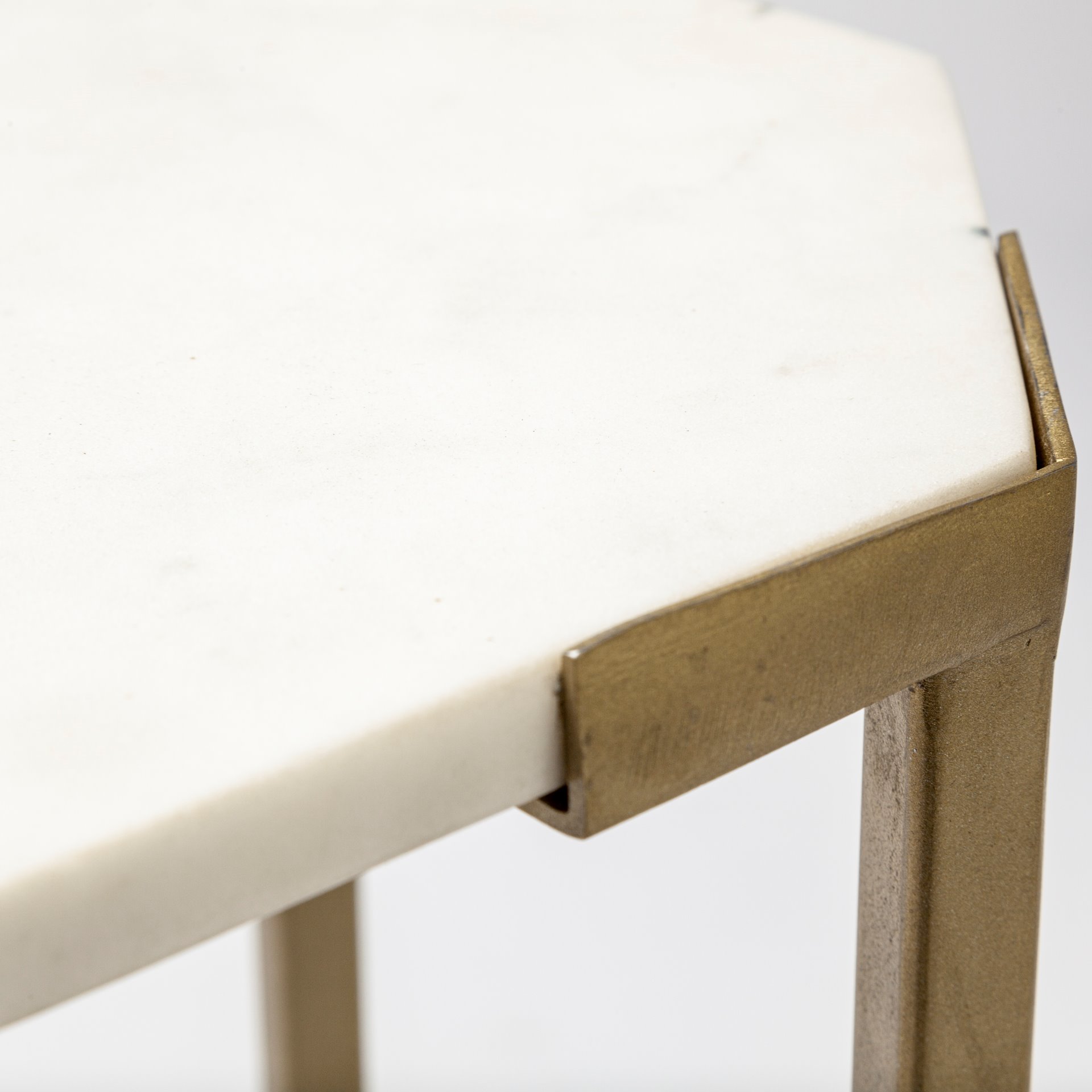Vincent Octagonal White Marble Tabletop with Gold Metal End/Side Tables large image 