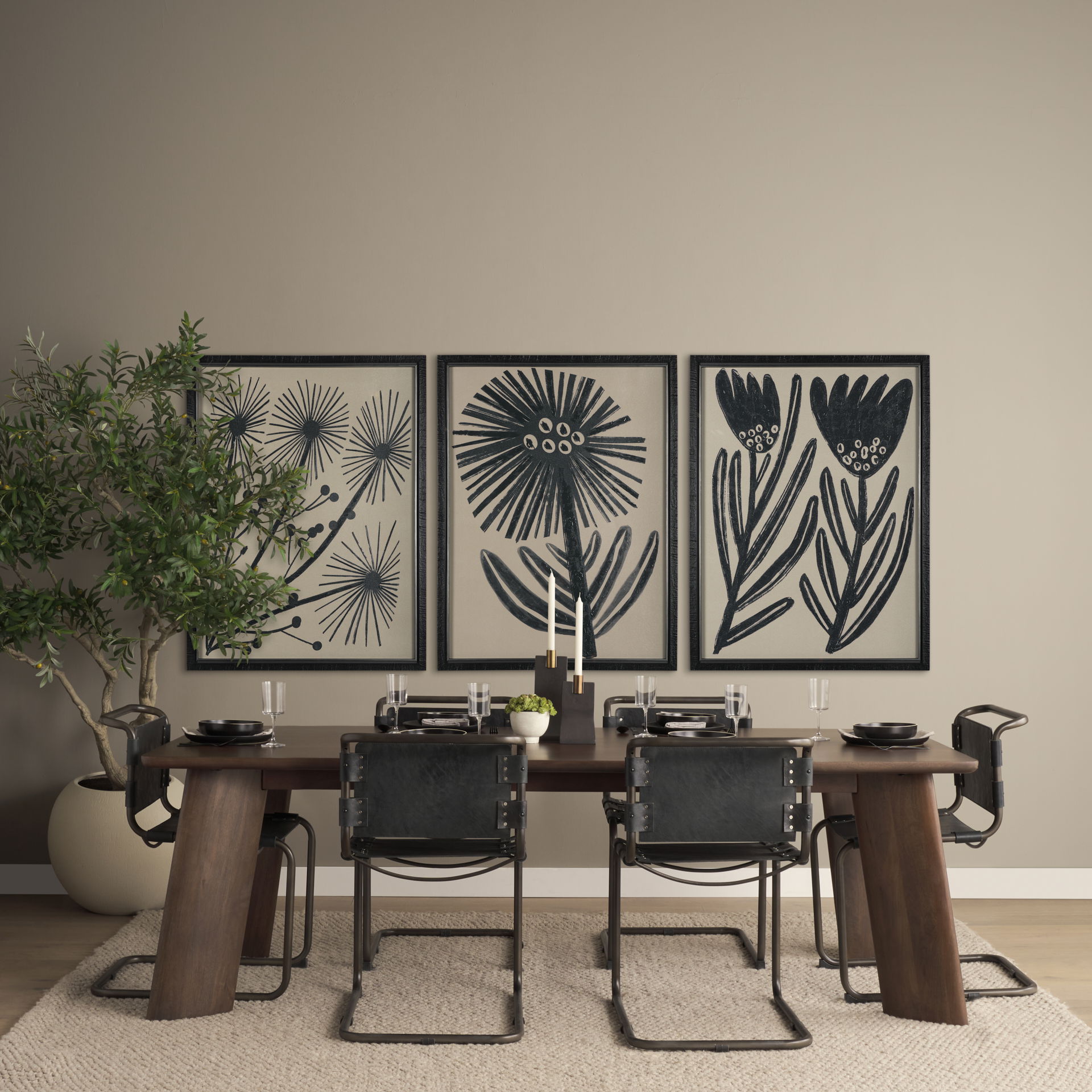 Berbick 33' Total Height Black Leather with Iron Frame Dining Chair, by Mercana, 20.5" length x 24" width x 33" height View 4