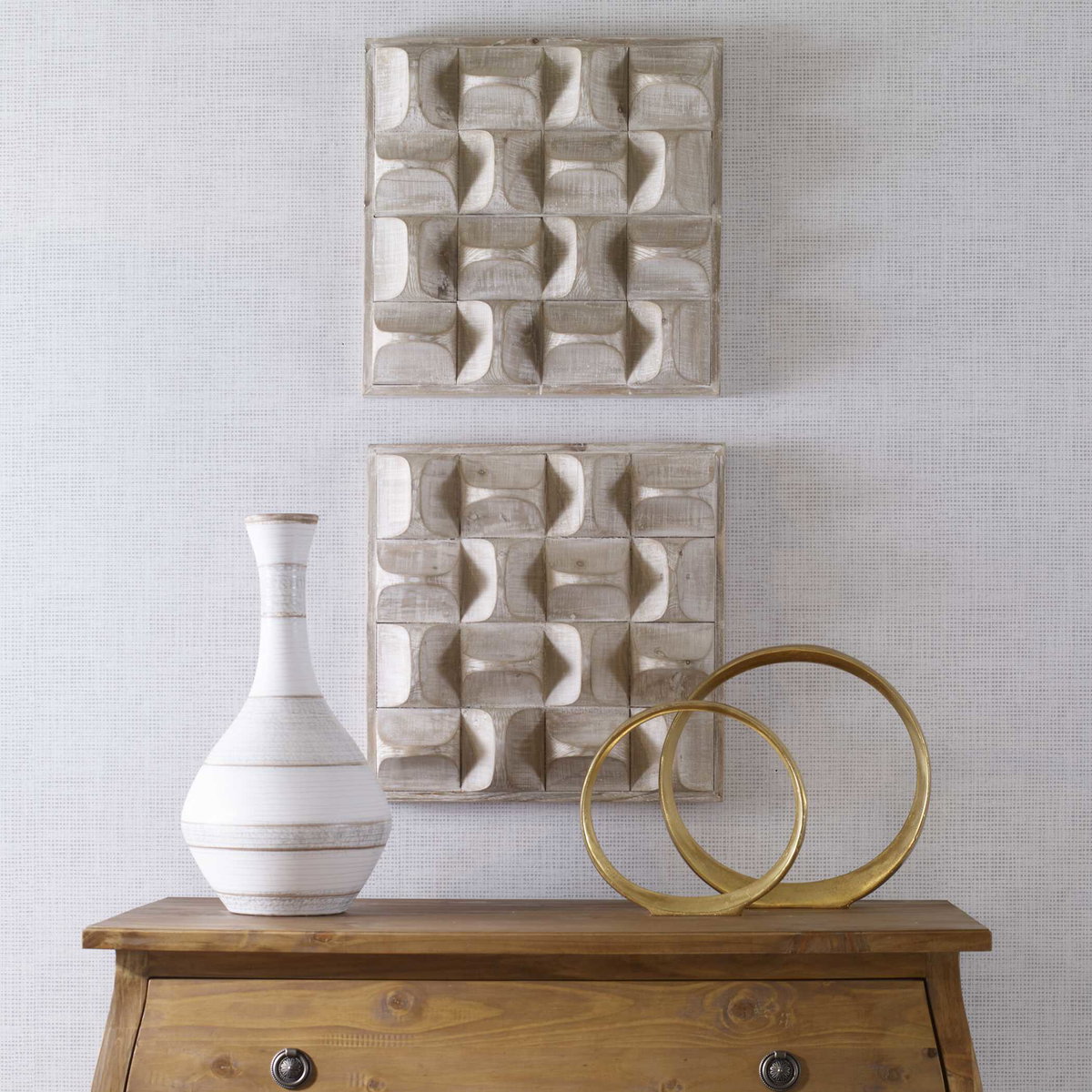 Pickford Wood Wall Decor Natural, by Uttermost, 1'8.12" width x 1'8.12" height x 4.5" depth View 4