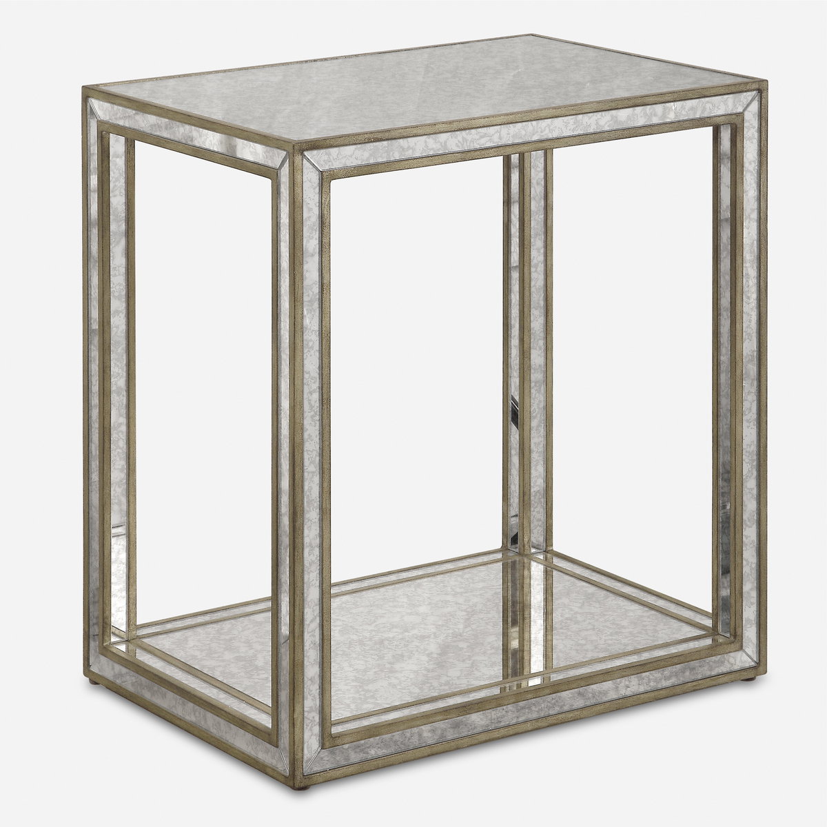 Julie Mirrored End Table, Side & End Table by Uttermost, 22" width x 24" height x 16" depth View 1