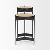 Wade Travertine Marble with Matte Black Metal End Tables thumbnail 4