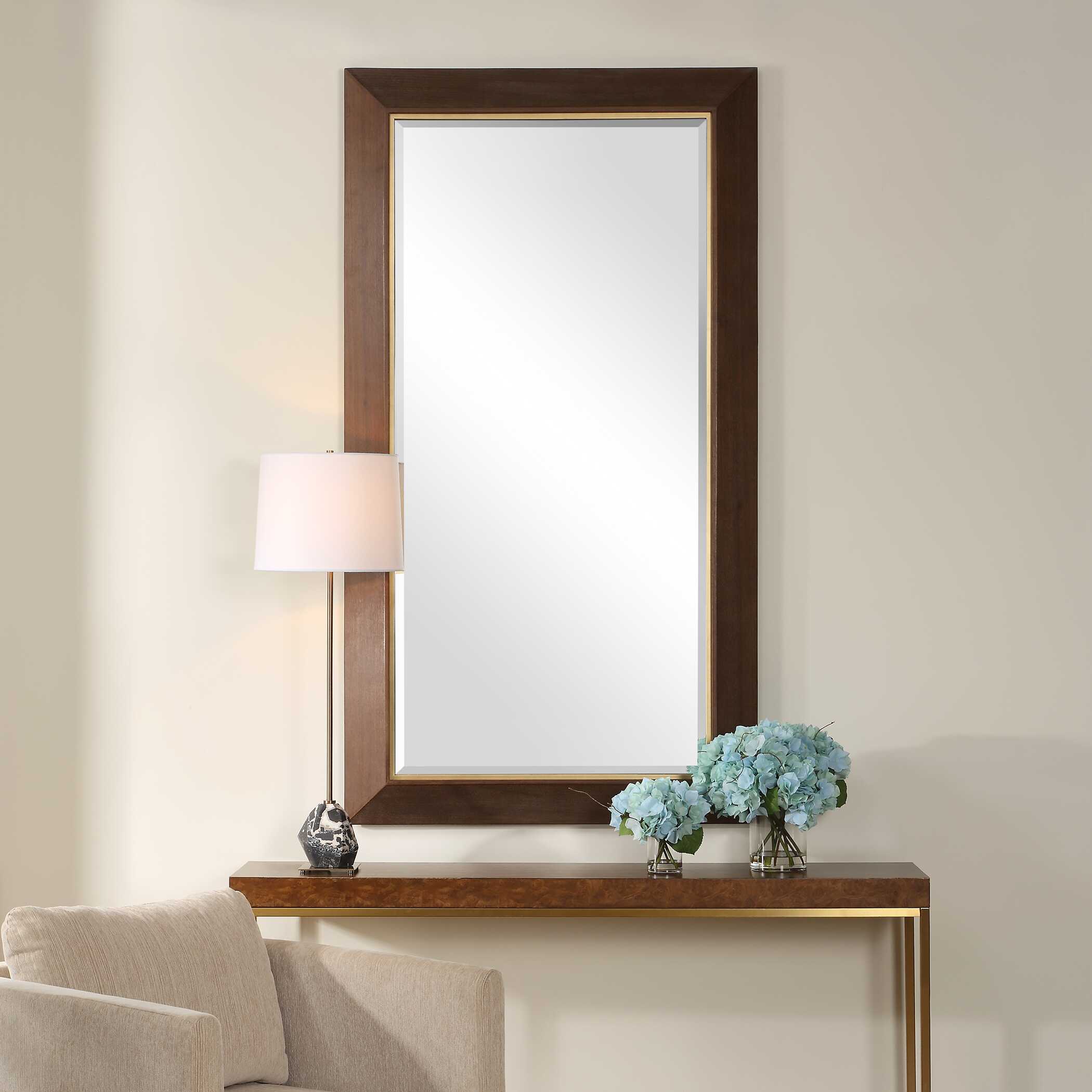 Matheson Rectangular Walnut Mirror, by Uttermost, 37.75" width x 68" height x 3.25" depth View 2