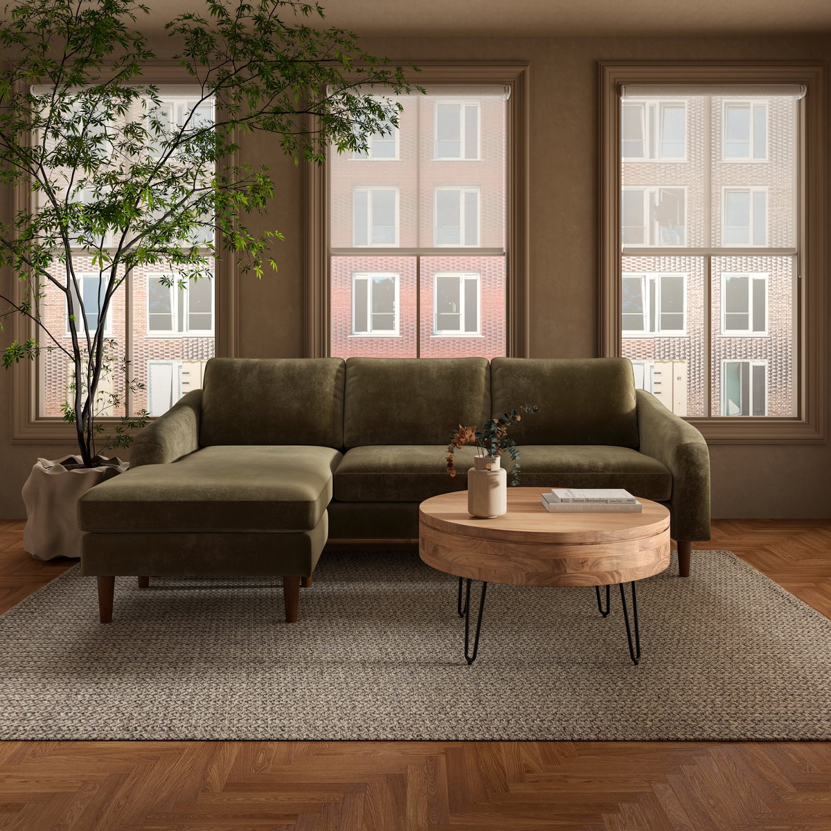 Privado Storage Coffee Table Natural, by Moe's Home, 31" width x 16" height x 31" depth View 14