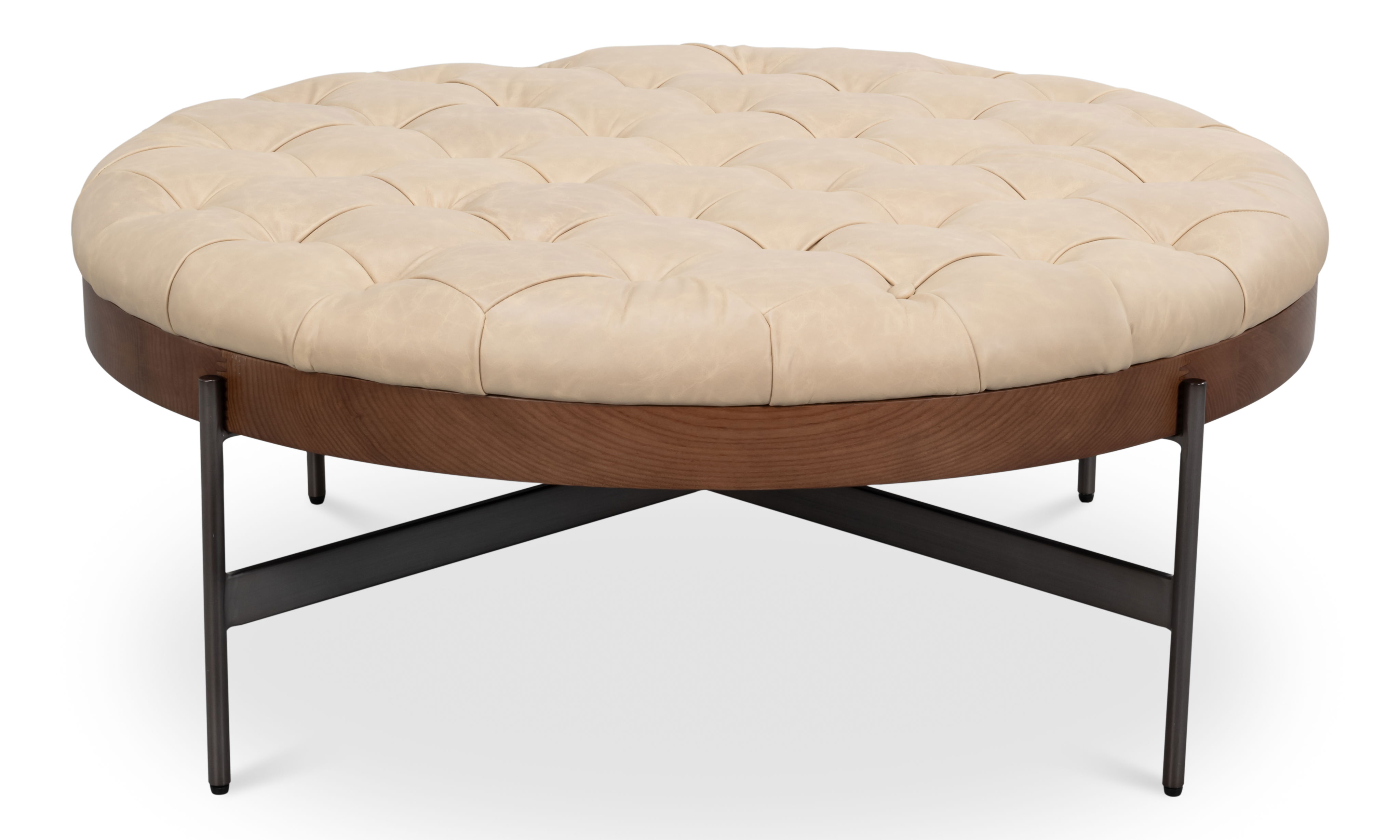 Corbet Cocktail Ottoman, Cappucino White, Coffee Table by Sarreid, 39" length x 39" width x 16" height View 1