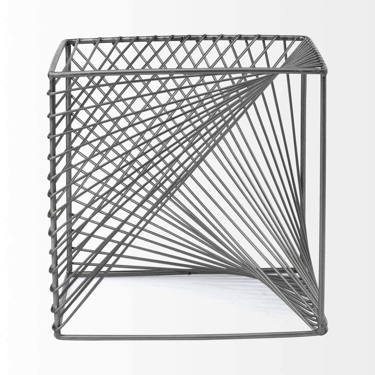 Rochon 8L x 8W Gray Metal Decorative Cube, Decorative Object by Mercana, 8.07" length x 8.07" width x 8.07" height View 3