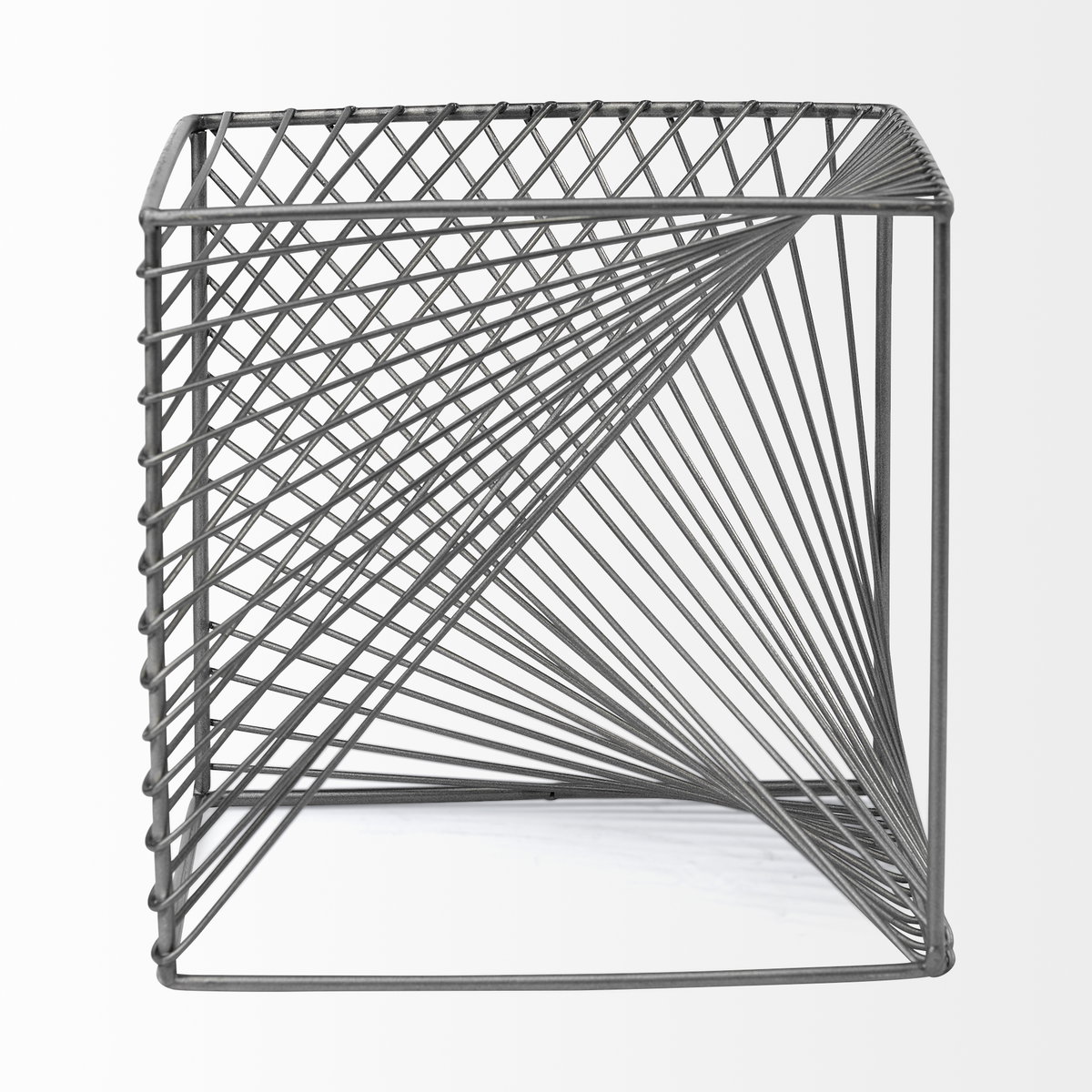 Rochon 8L x 8W Gray Metal Decorative Cube, Decorative Object by Mercana, 8.07" length x 8.07" width x 8.07" height View 3
