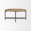 Marquisa 34.25' Round Small Brown Wood with Black Metal Coffee Table, by Mercana, 34.25" length x 34.25" width x 16.5" height thumbnail 4
