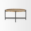 Marquisa 34.25' Round Small Brown Wood with Black Metal Coffee Table, by Mercana, 34.25" length x 34.25" width x 16.5" height thumbnail 6