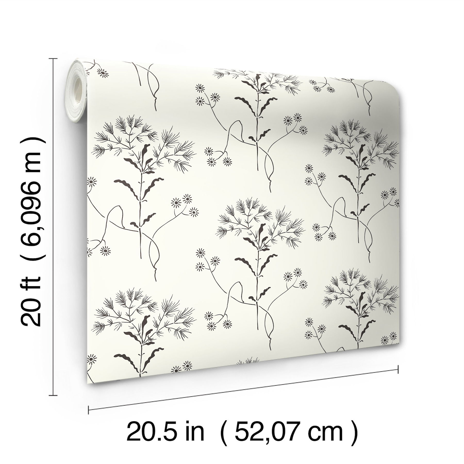 Magnolia Home Wildflower Black & White Peel & Stick Wallpaper, by York Wall, 20' length x 1'8.5" width x 0.02" depth View 8