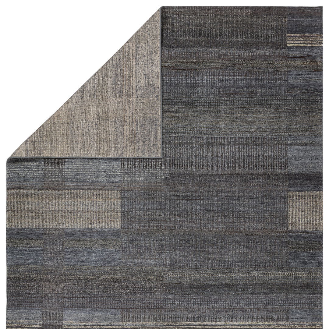 Jaipur Living Edern CEN01 Handknotted Stripes Black Area Rug (9'x12') large image 