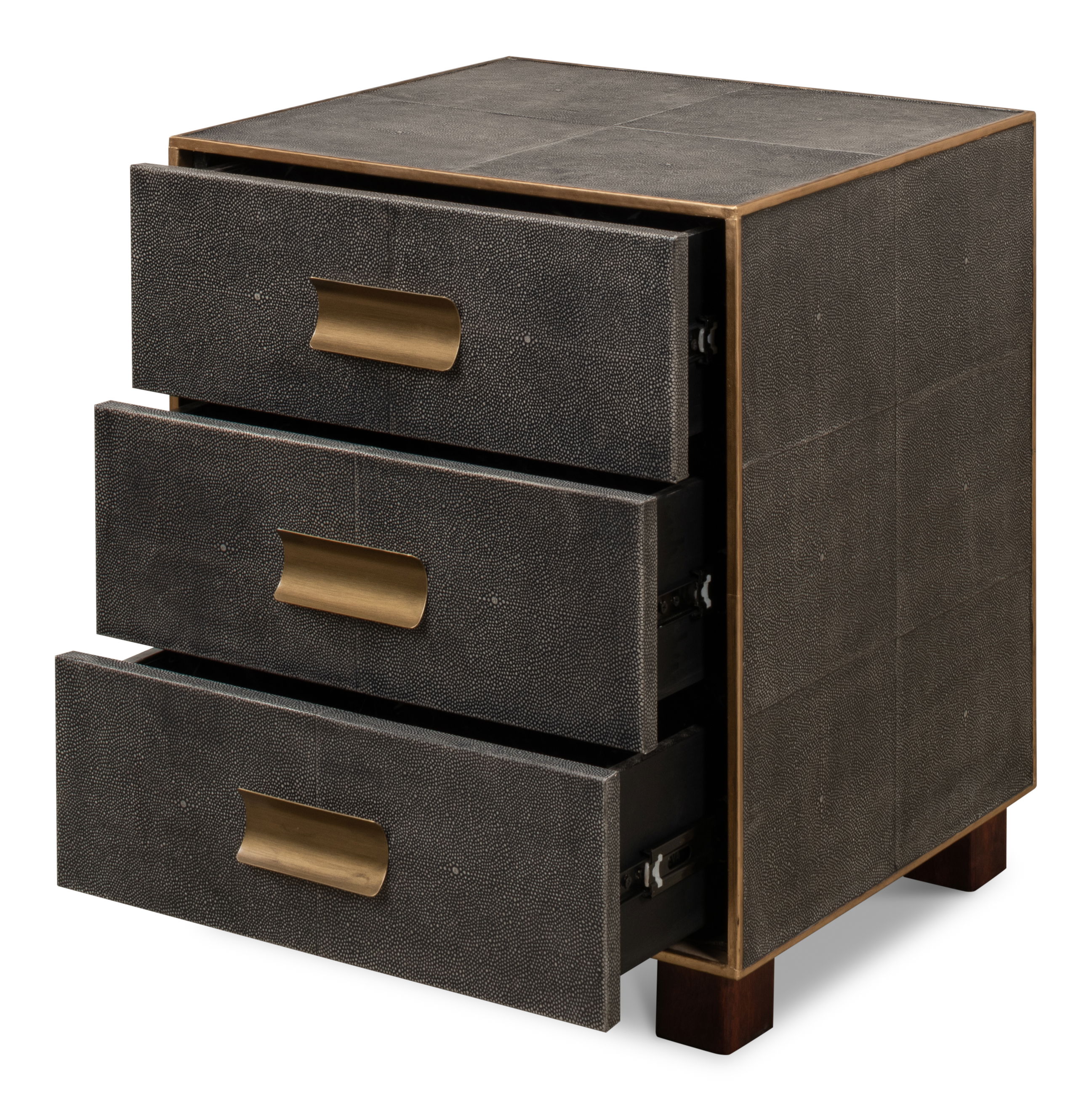 Gideon Shagreen 3 Drawer Side Table, Gry large image 
