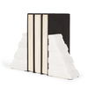 Cavetto White Marble Bookends with rough carving S/2, by Mercana, 4.25" length x 2.5" width x 6" height thumbnail 1