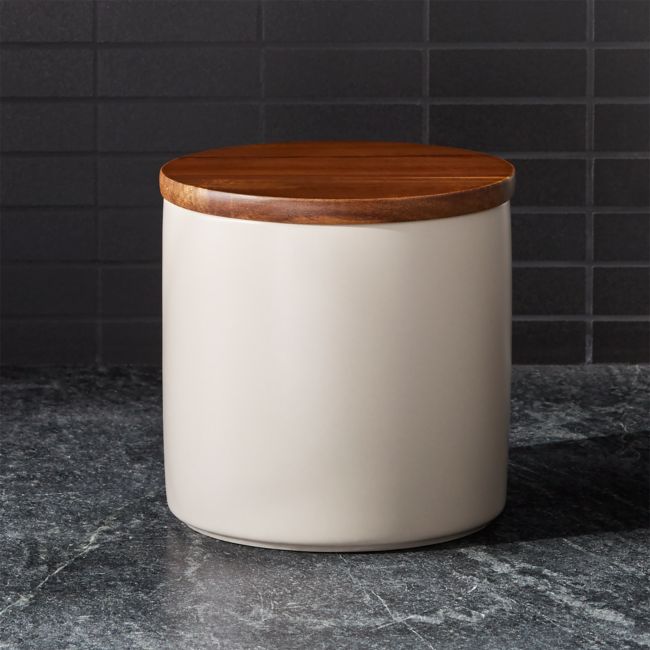 Online Designer Kitchen Silo Mushroom 48 Oz. Wood Lid Canister