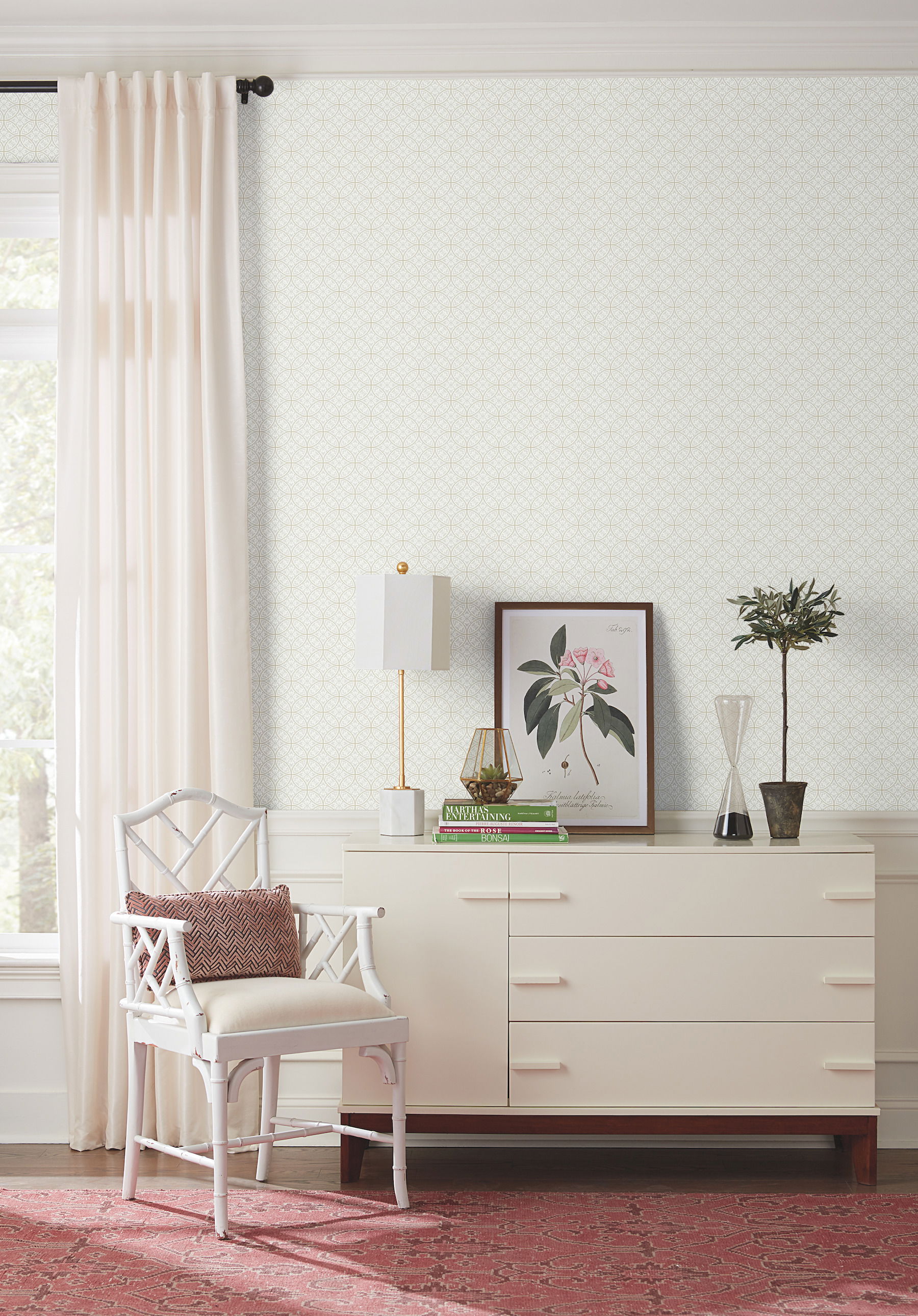 Lacey Circle Geo Cream & Grey Wallpaper large image 