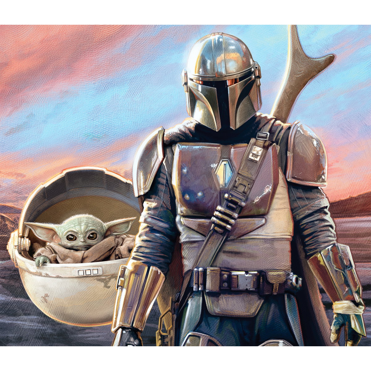 The Mandalorian Tapestry, by York Wall, 5' length x 4'4" width x 0.02" depth