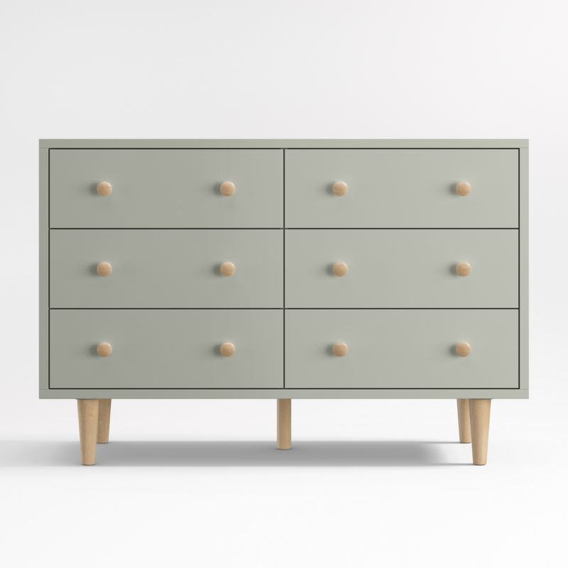 Online Designer Bedroom Finn 51" Sage Green Wood Wide 6-Drawer Kids Dresser