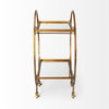 Carola Gold Frame Two-Tier Glass Shelves with Stemware Holder Bar Cart thumbnail 3