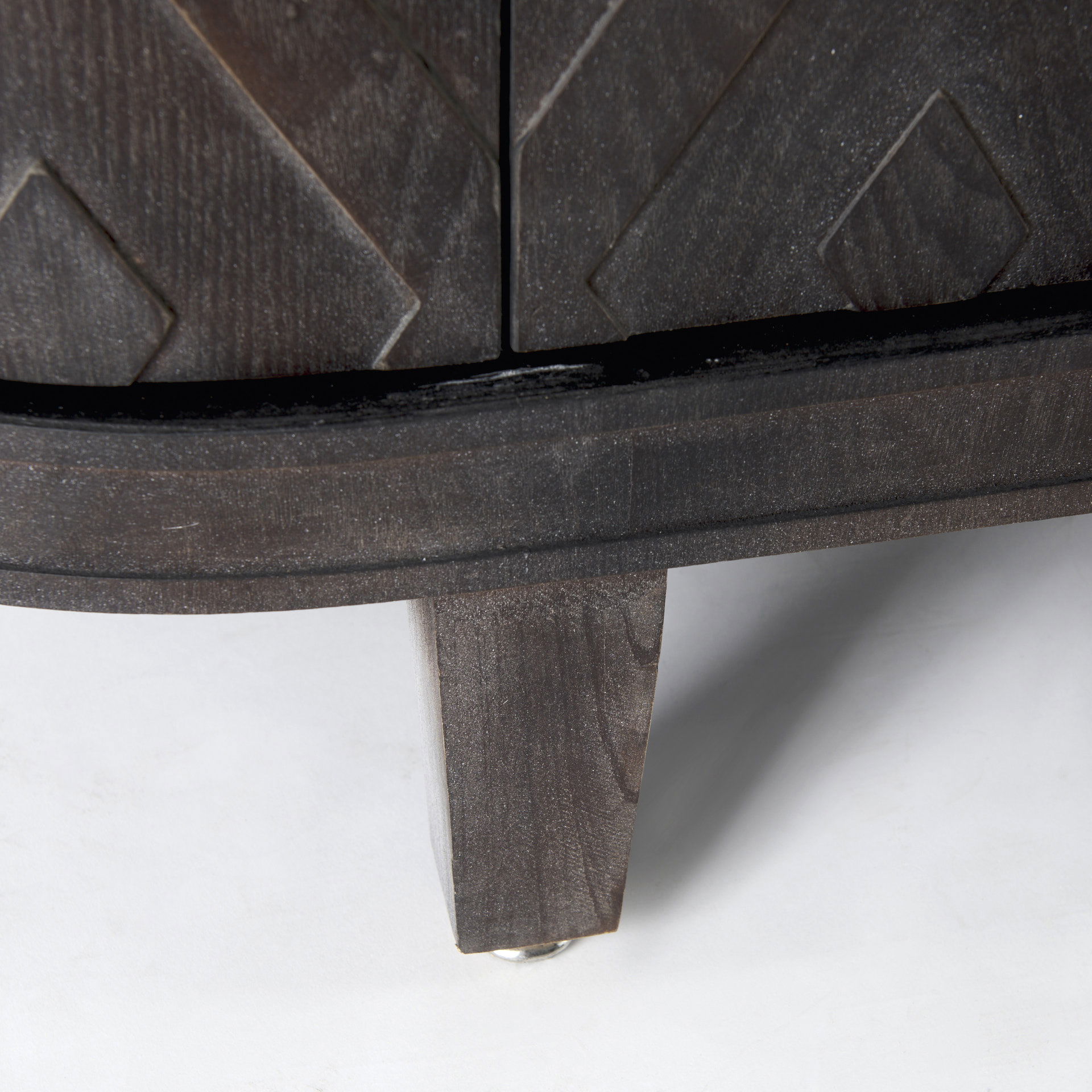 Lennon  Dark Brown Fir Veneer 4 Door Demilune Cabinet, Cabinets & Chest by Mercana, 47.24" length x 14.96" width x 33.07" height View 12