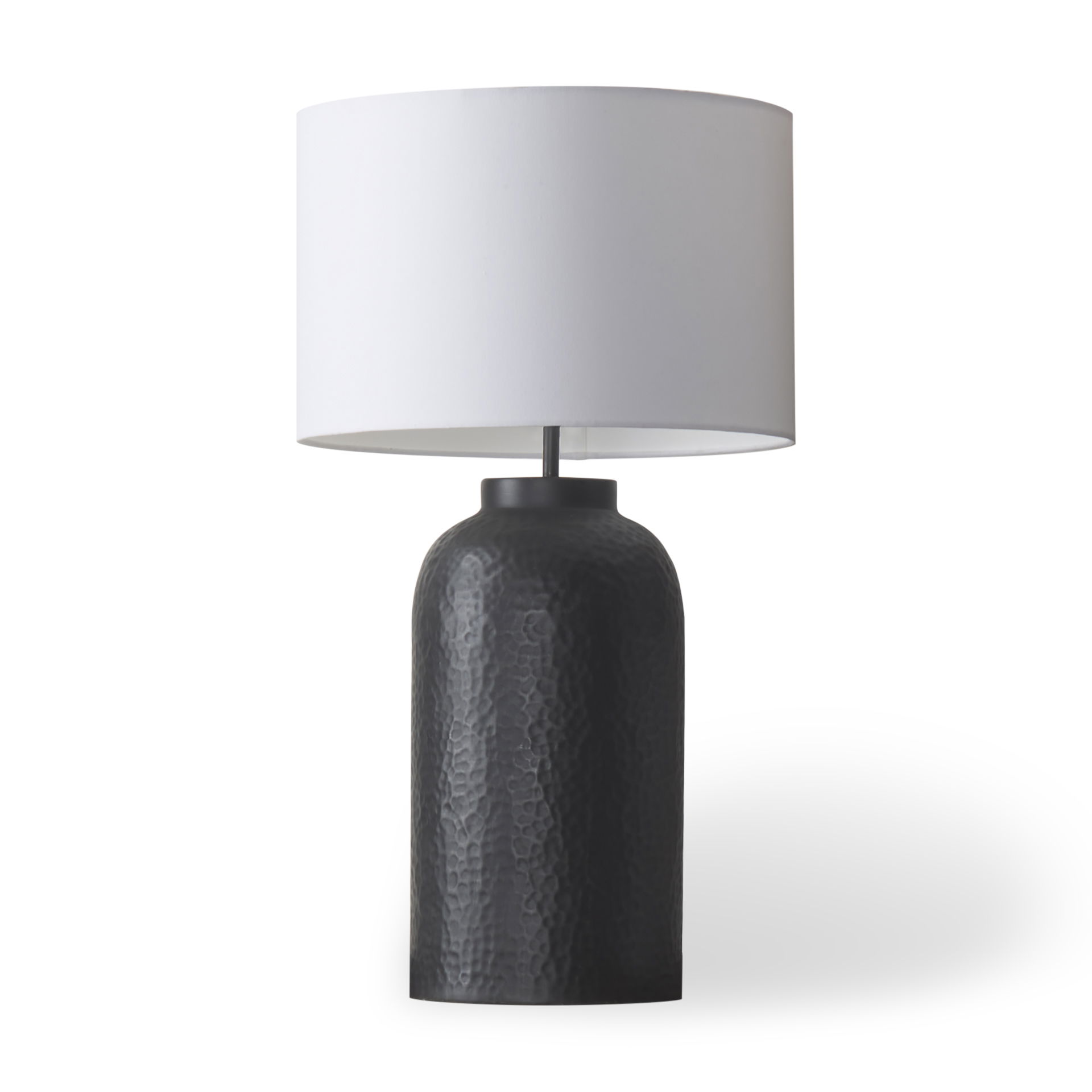 Leo 18.0L x 18.0W x 31.0H Black Hammered with White Fabric Shade Table Lamp large image 