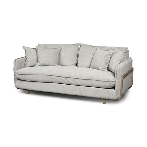 Roy I 84" Frost Gray Upholstered Three Seater Sofa