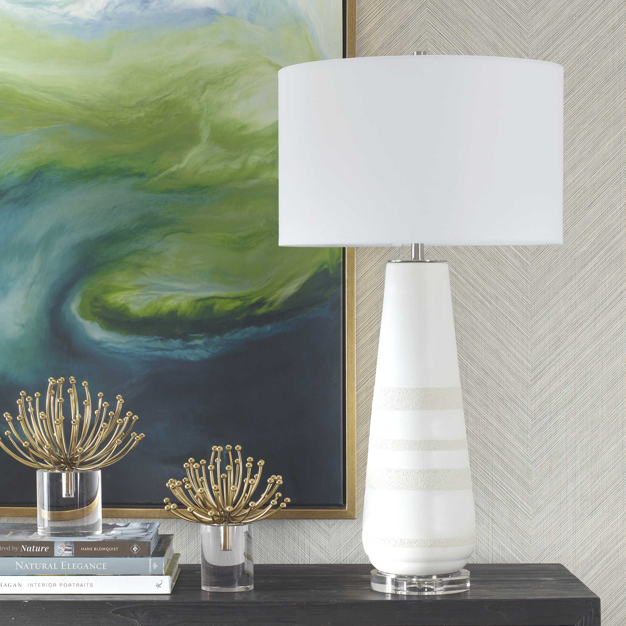 Santino Crackled Ivory Table Lamp, by Uttermost, 17" width x 32.25" height x 17" depth View 4