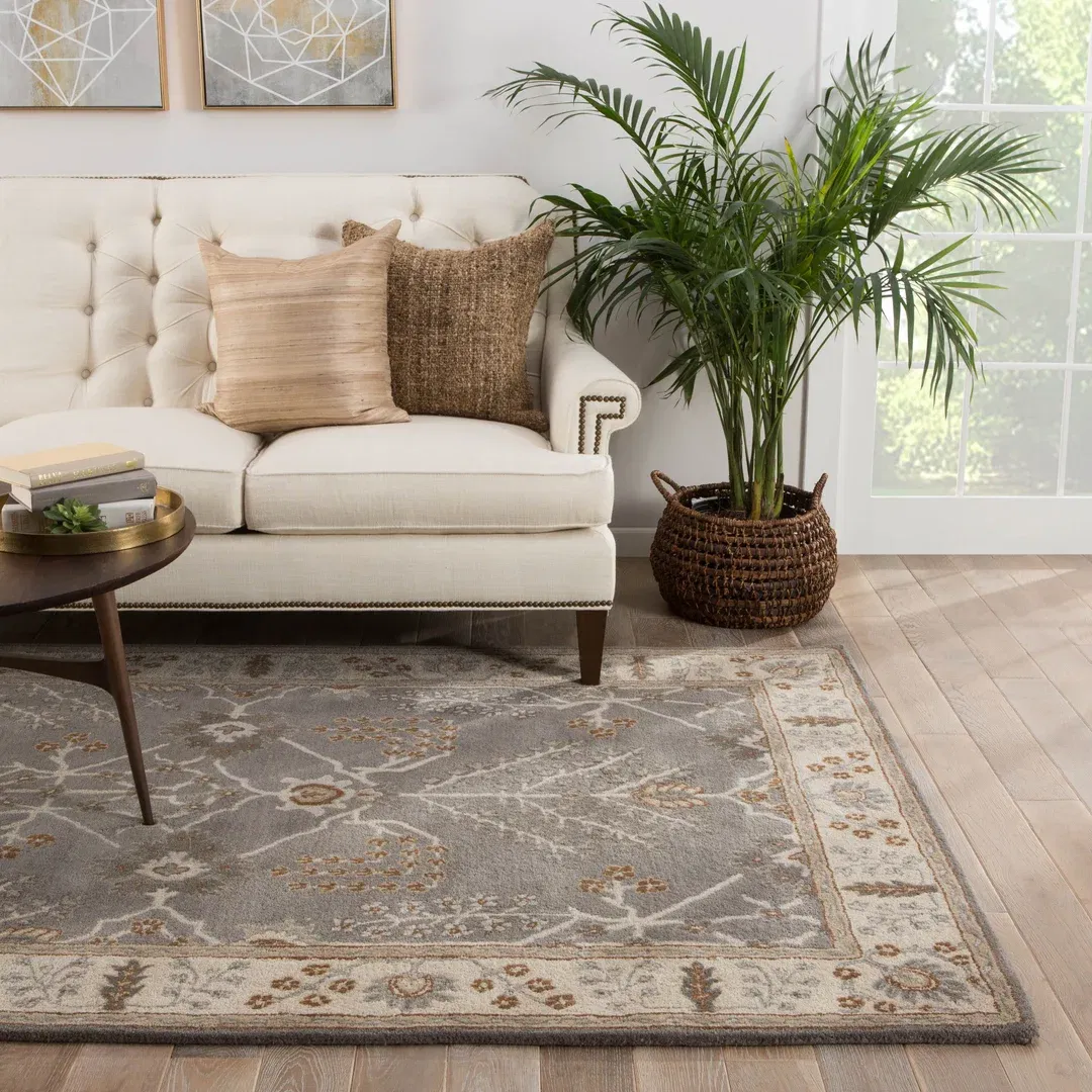 Poeme Hand-Tufted Gray/Ivory Area Rug large image 