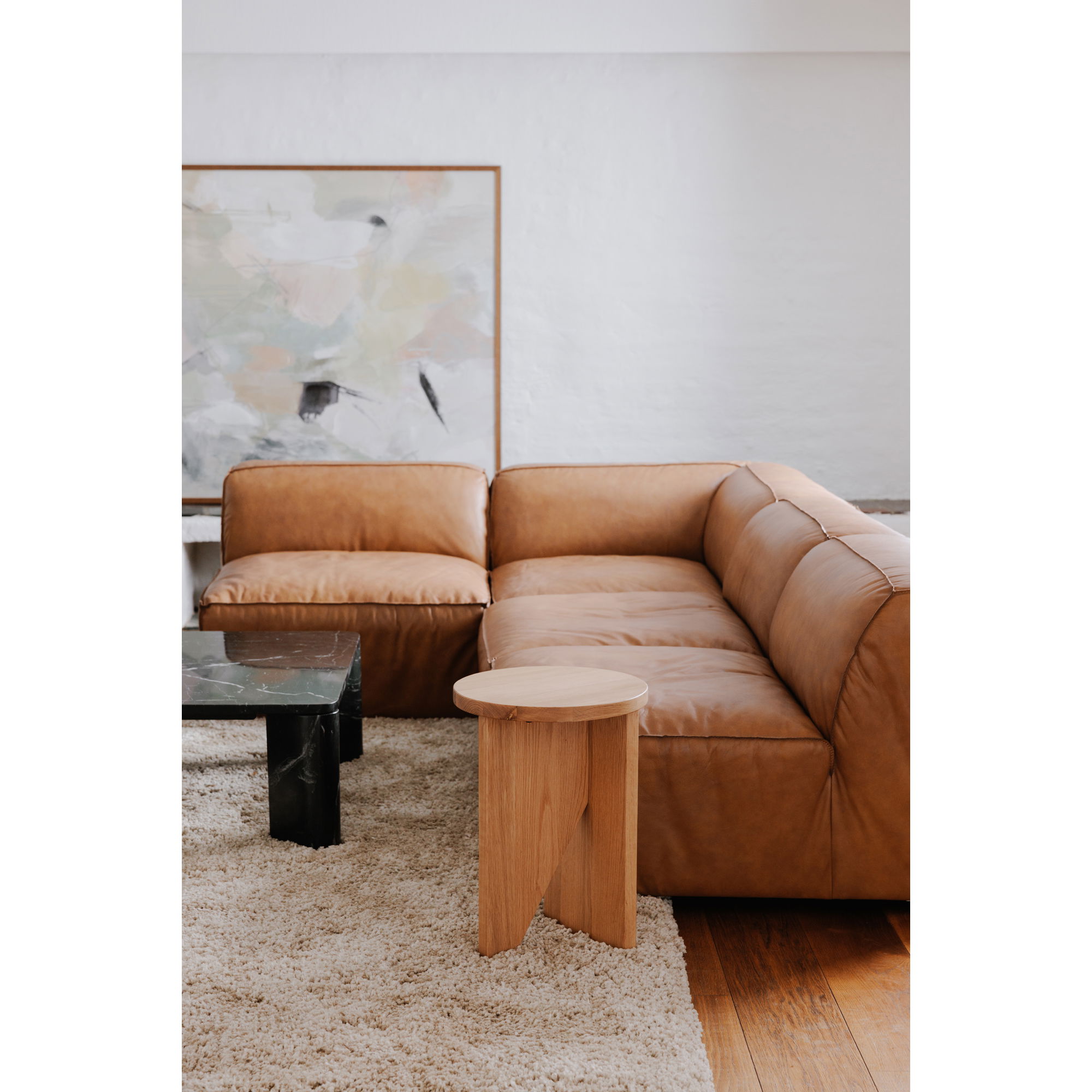 Grace Accent Table Natural Oak, Side & End Table by Moe's Home, 14" width x 20" height x 14" depth View 9