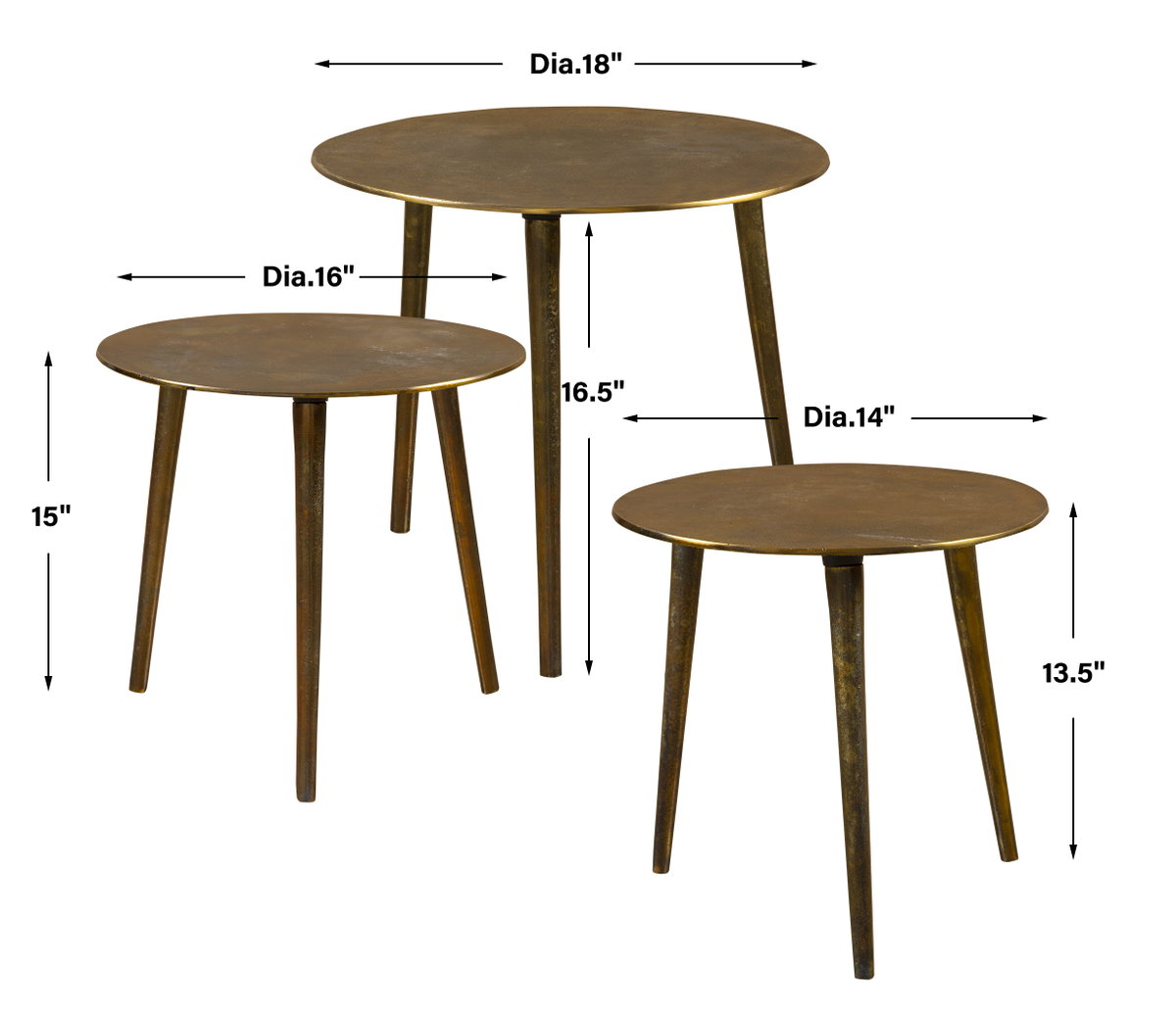 Kasai Gold Coffee Tables Set/3, by Uttermost, 18" width x 16.5" height x 18" depth View 3