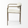 Parker Curved Back Dining Arm Chair | Cream Fabric with Gold Metal, Dining Chair by Mercana, 21.46" length x 21.06" width x 28.74" height thumbnail 8
