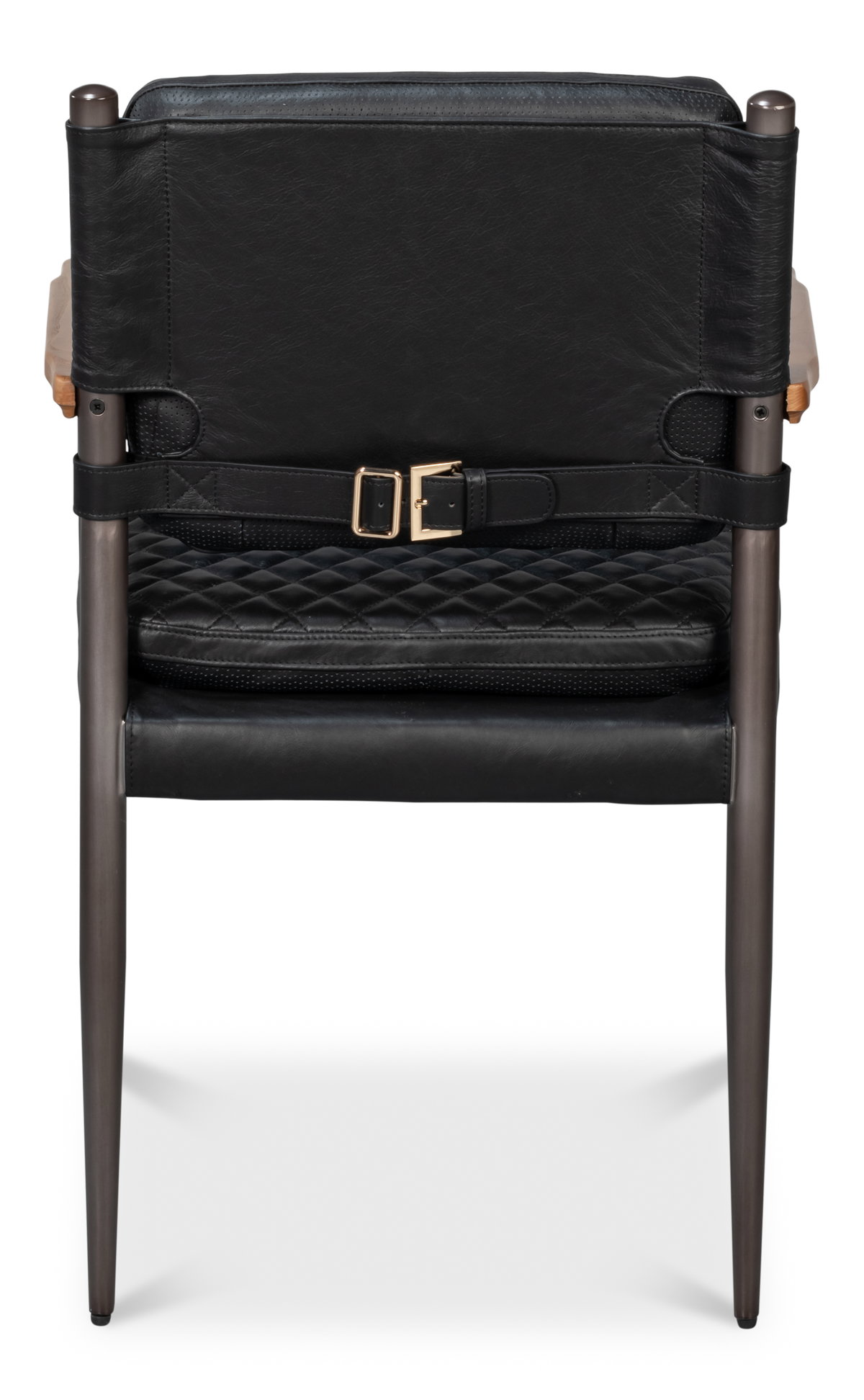 The Harley Chair  Onyx Black Leather, by Sarreid, 1'11" length x 1'11" width x 2'9" height View 10