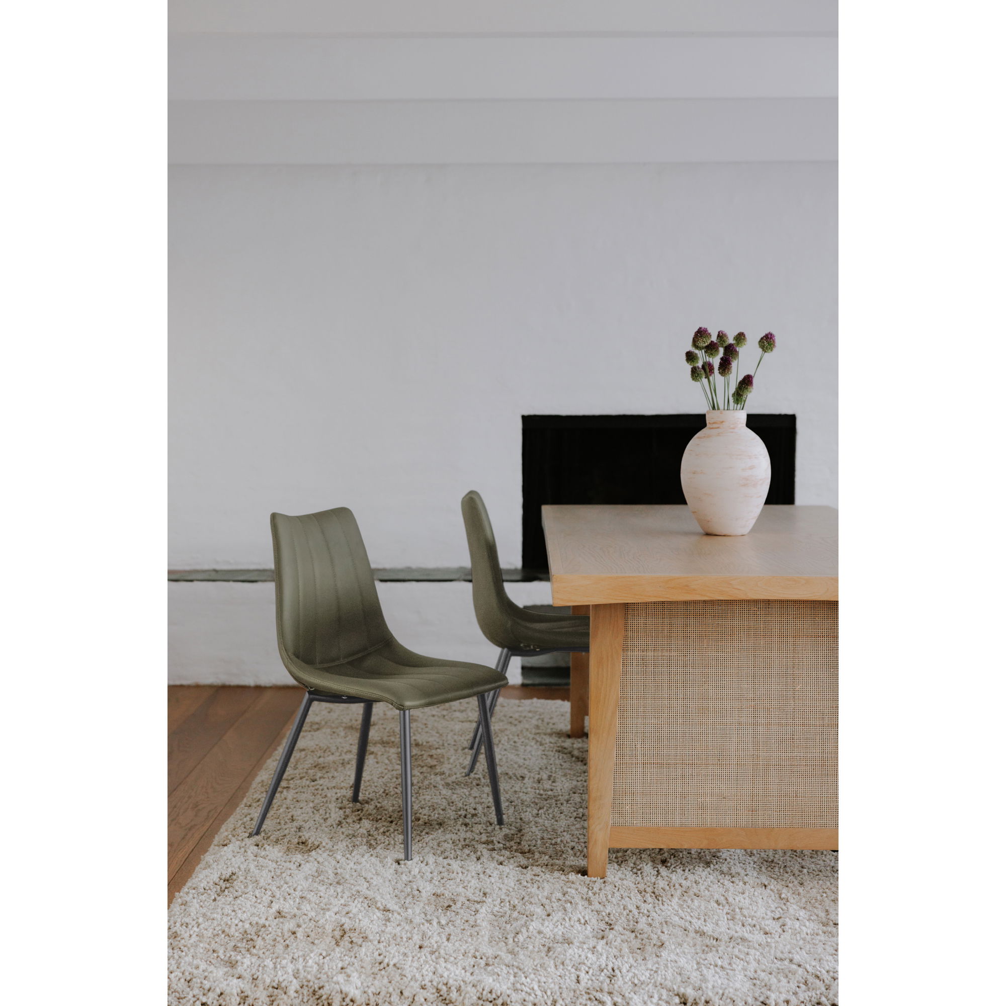 Alibi Dining Chair Dark Green - Set Of Two, by Moe's Home, 18" width x 33" height x 20" depth View 9