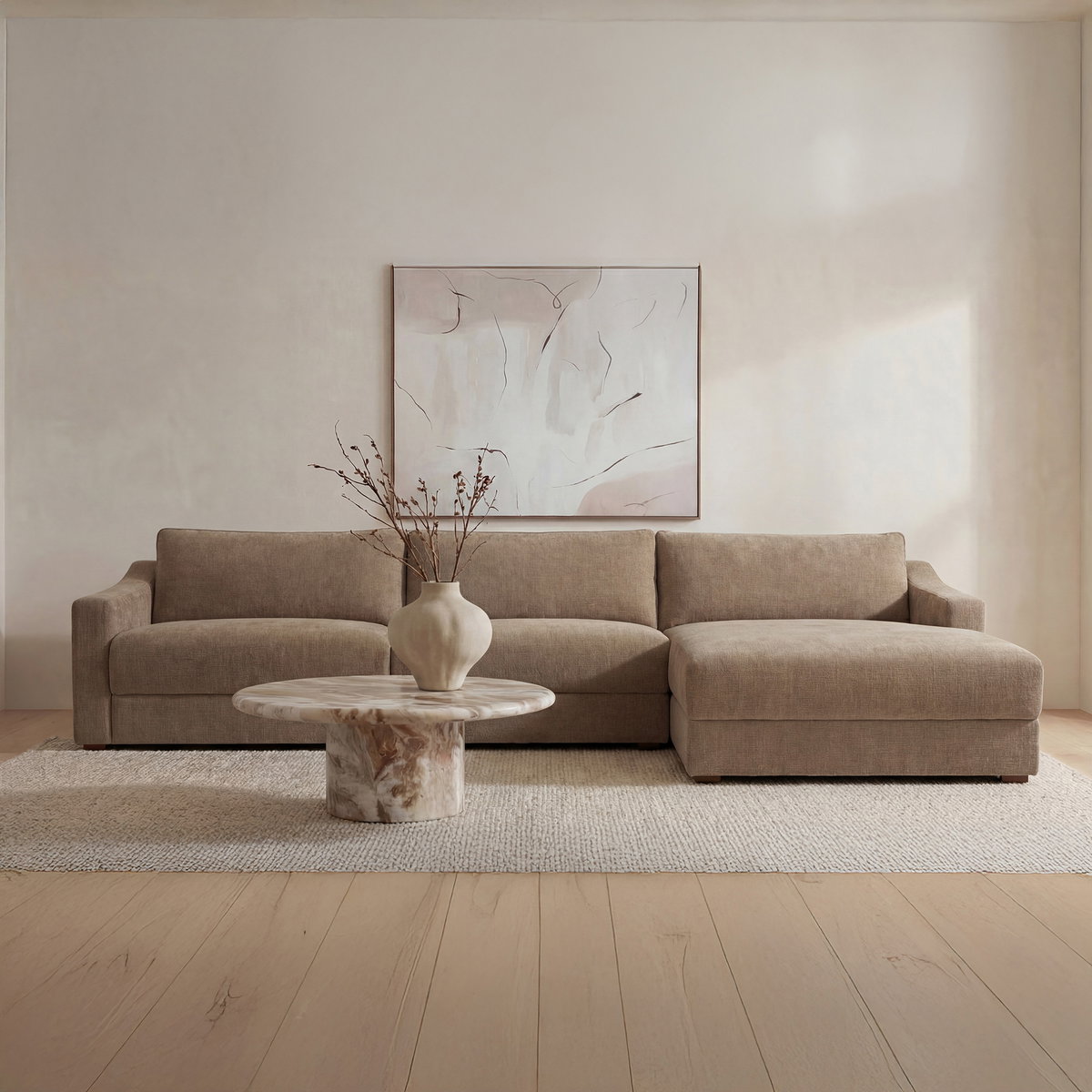 Farrow Sectional Taupe Right, Sectional Sofa by Moe's Home, 130.5" width x 31.75" height x 61.5" depth View 7
