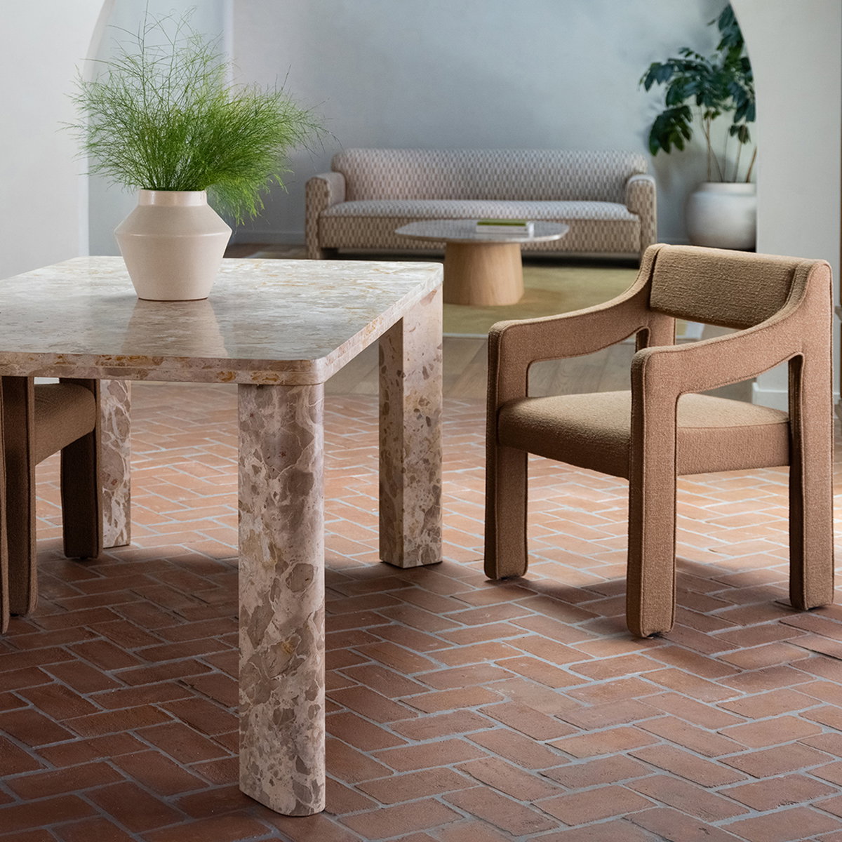 Segment Dining Table Panther Stone Beige, by Moe's Home, 72" width x 30" height x 39" depth View 10